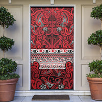 Aotearoa Iwi Ngati Kahungunu Door Cover Maori Wharenui House Tribal Pattern LT9 Dark red - Polynesian Pride