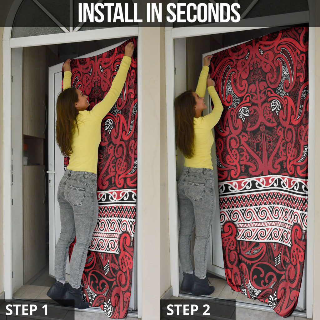 Aotearoa Iwi Ngati Kahungunu Door Cover Maori Wharenui House Tribal Pattern LT9 - Polynesian Pride