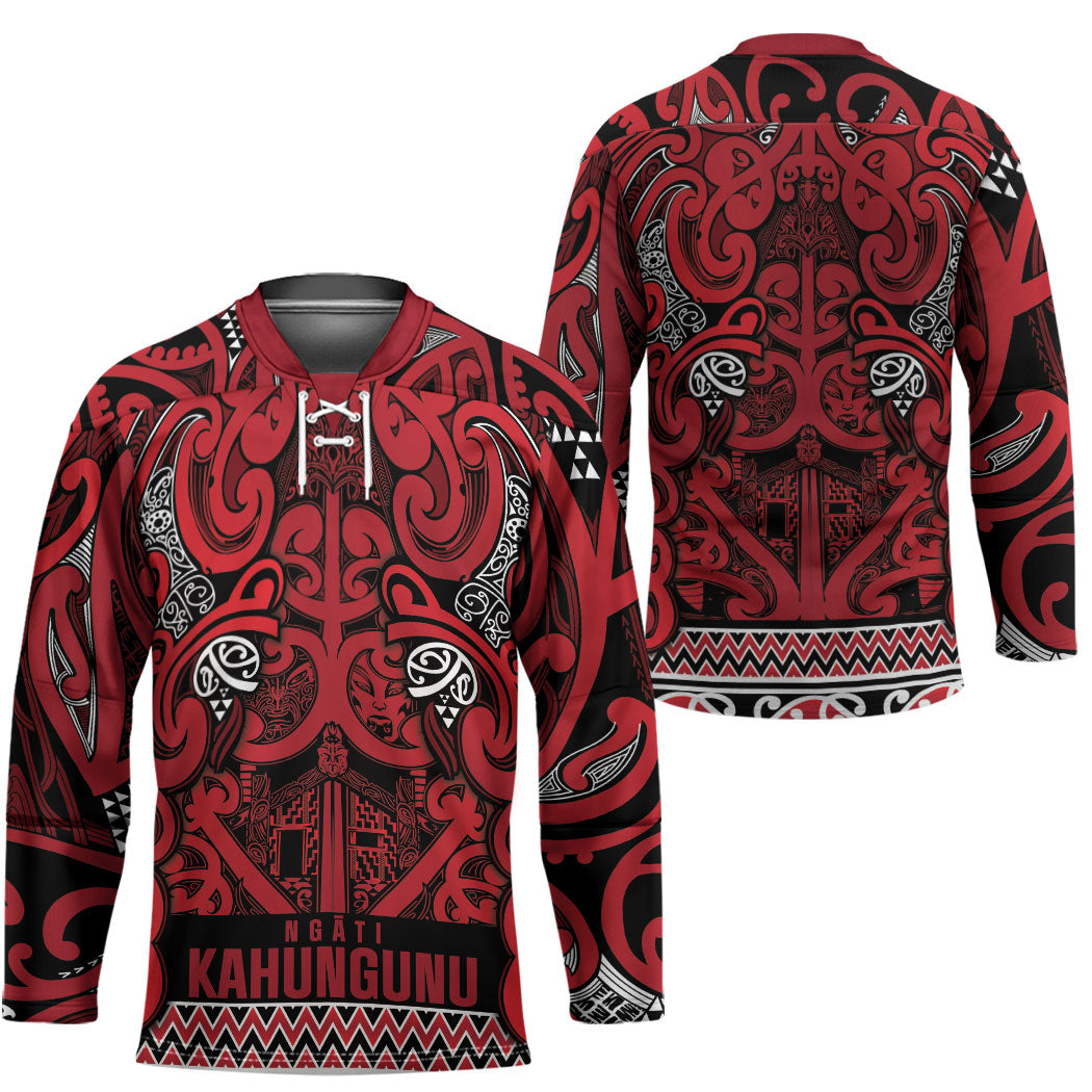 Aotearoa Iwi Ngati Kahungunu Hockey Jersey Maori Wharenui House Tribal Pattern LT9 - Polynesian Pride