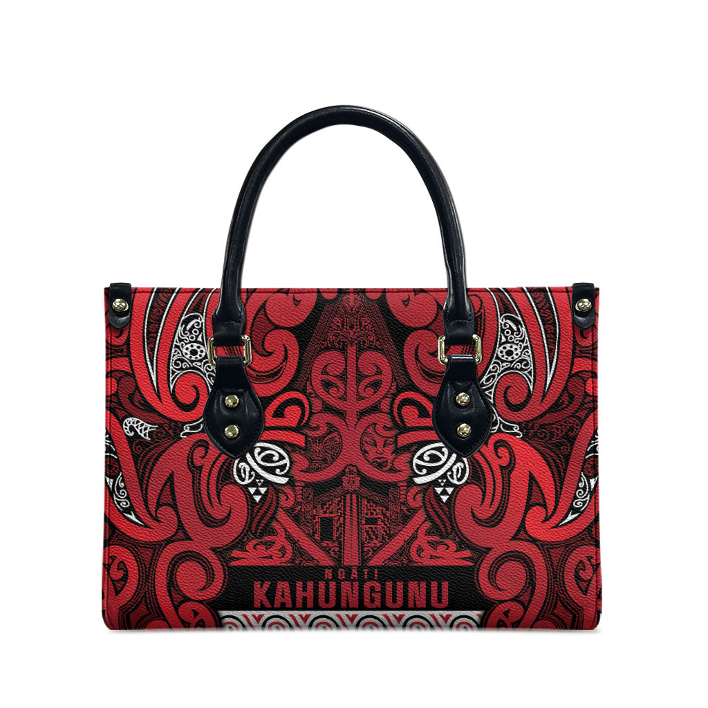 Aotearoa Iwi Ngati Kahungunu Leather Bag Maori Wharenui House Tribal Pattern LT9 - Polynesian Pride