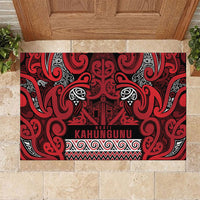Aotearoa Iwi Ngati Kahungunu Rubber Doormat Maori Wharenui House Tribal Pattern LT9 Dark red - Polynesian Pride