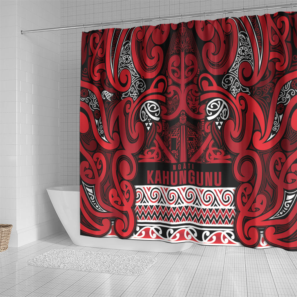 Aotearoa Iwi Ngati Kahungunu Shower Curtain Maori Wharenui House Tribal Pattern LT9 - Polynesian Pride