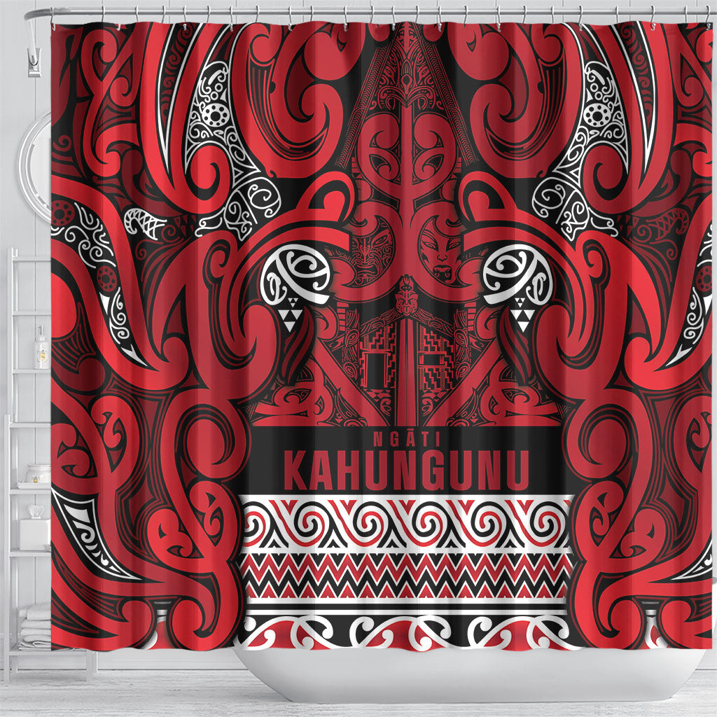 Aotearoa Iwi Ngati Kahungunu Shower Curtain Maori Wharenui House Tribal Pattern LT9 - Polynesian Pride