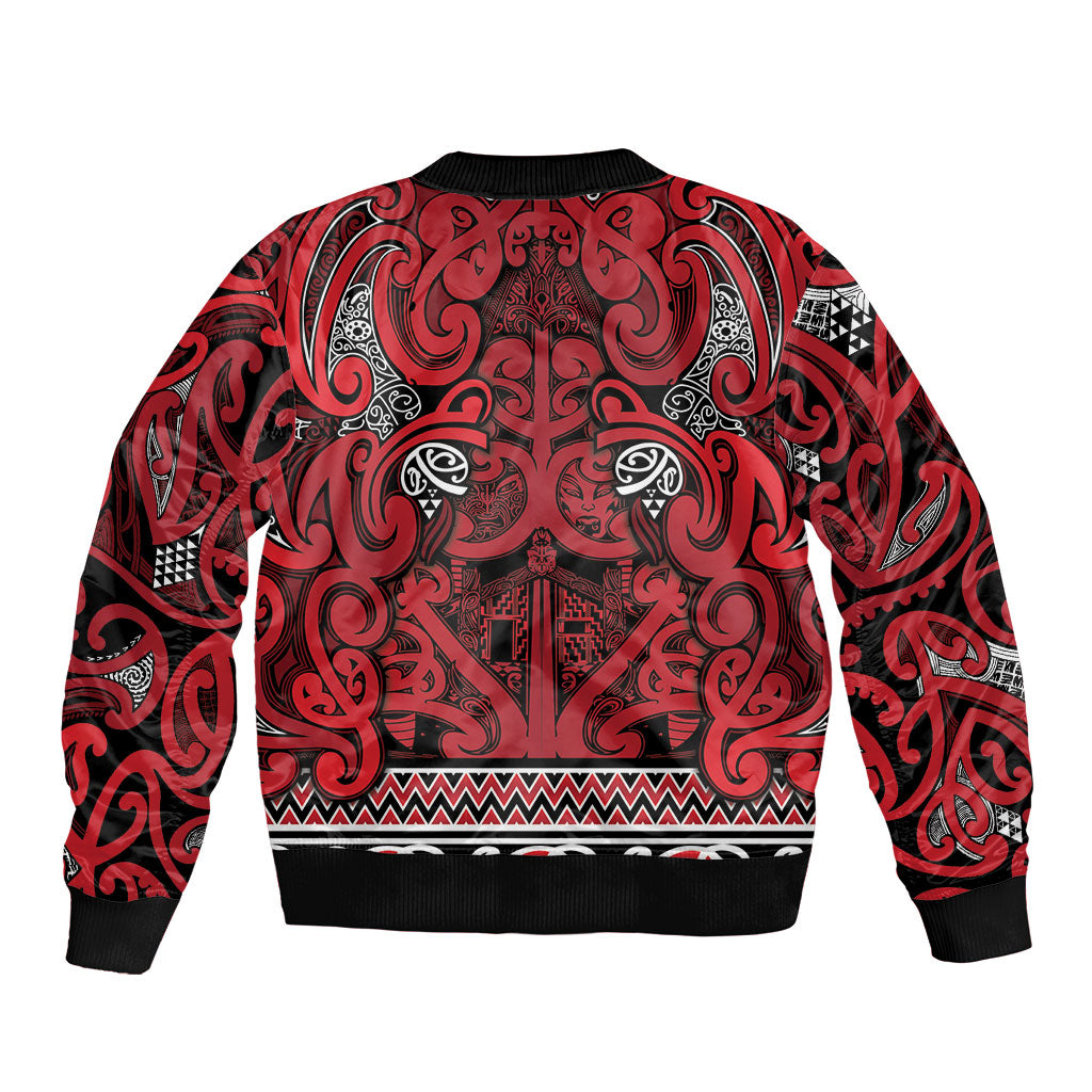 Aotearoa Iwi Ngati Kahungunu Sleeve Zip Bomber Jacket Maori Wharenui House Tribal Pattern LT9 - Polynesian Pride