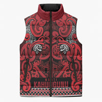 Aotearoa Iwi Ngati Kahungunu Sleeveless Puffer Jacket Maori Wharenui House Tribal Pattern LT9 Unisex Dark red - Polynesian Pride