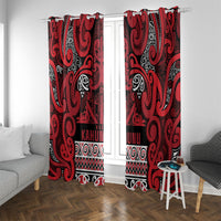 Aotearoa Iwi Ngati Kahungunu Window Curtain Maori Wharenui House Tribal Pattern LT9 With Grommets Dark red - Polynesian Pride