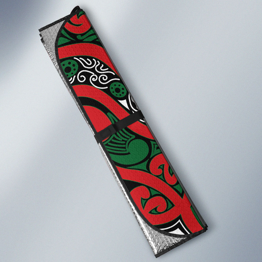 Aotearoa Iwi Tuhoe Auto Sun Shade Maori Wharenui House Tribal Pattern LT9 - Polynesian Pride
