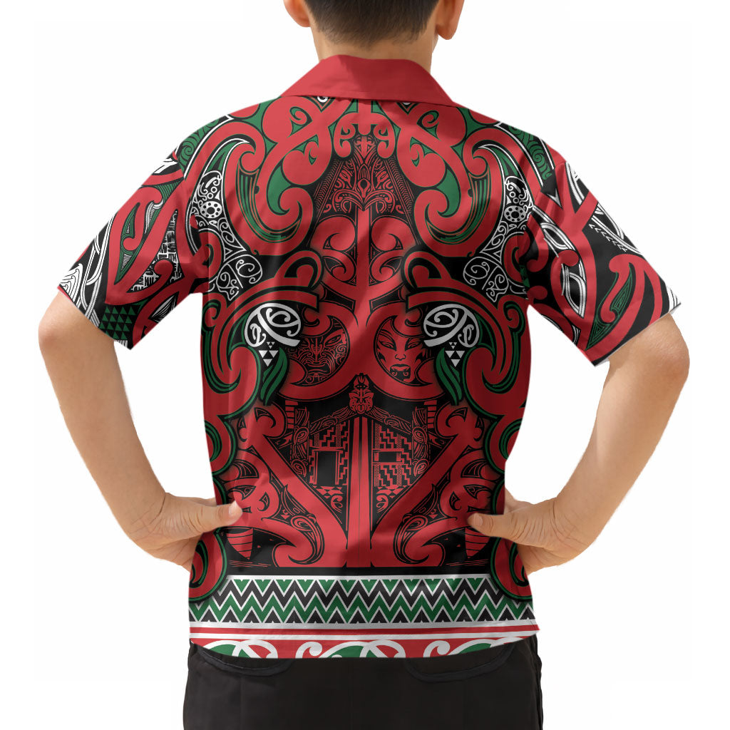 Aotearoa Iwi Tuhoe Kid Hawaiian Shirt Maori Wharenui House Tribal Pattern LT9 - Polynesian Pride