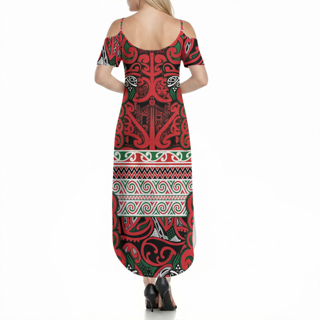 Aotearoa Iwi Tuhoe Summer Maxi Dress Maori Wharenui House Tribal Pattern LT9 - Polynesian Pride