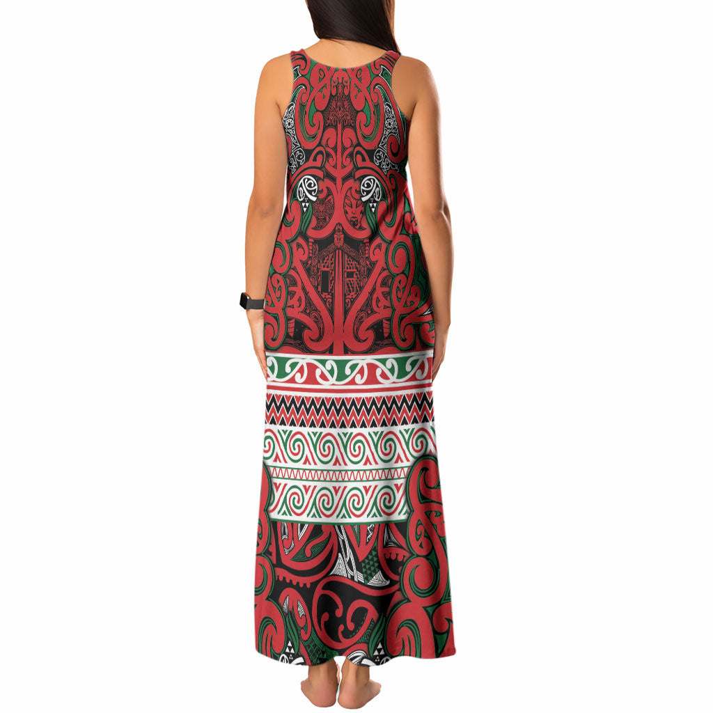 Aotearoa Iwi Tuhoe Tank Maxi Dress Maori Wharenui House Tribal Pattern LT9 - Polynesian Pride