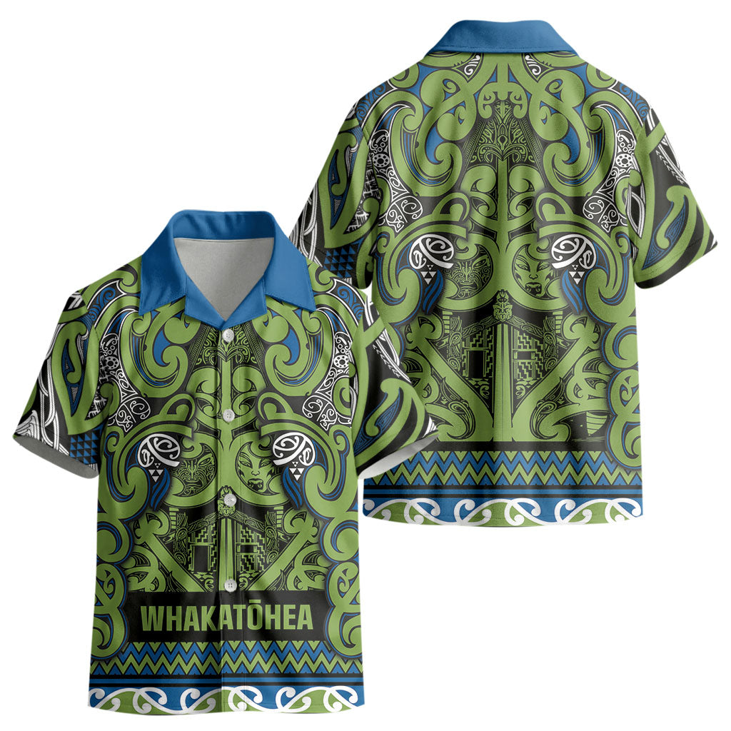 Aotearoa Iwi Whakatohea Kid Hawaiian Shirt Maori Wharenui House Tribal Pattern LT9 - Polynesian Pride
