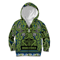 Aotearoa Iwi Whakatohea Kid Hoodie Maori Wharenui House Tribal Pattern LT9 Zip Hoodie Olive green - Polynesian Pride