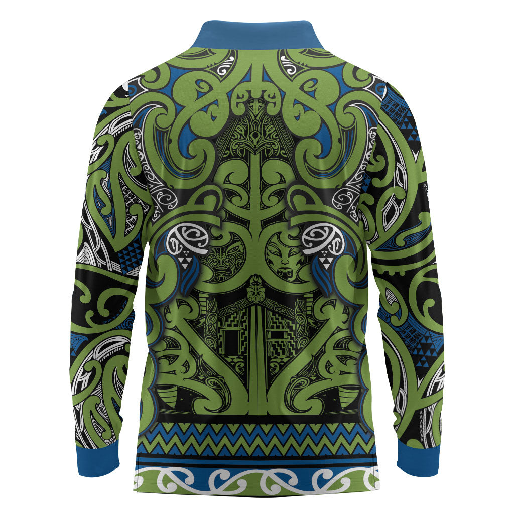 Aotearoa Iwi Whakatohea Long Sleeve Polo Shirt Maori Wharenui House Tribal Pattern LT9 - Polynesian Pride