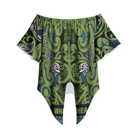 Aotearoa Iwi Whakatohea Off Shoulder Wrap Waist Top Maori Wharenui House Tribal Pattern LT9 - Polynesian Pride