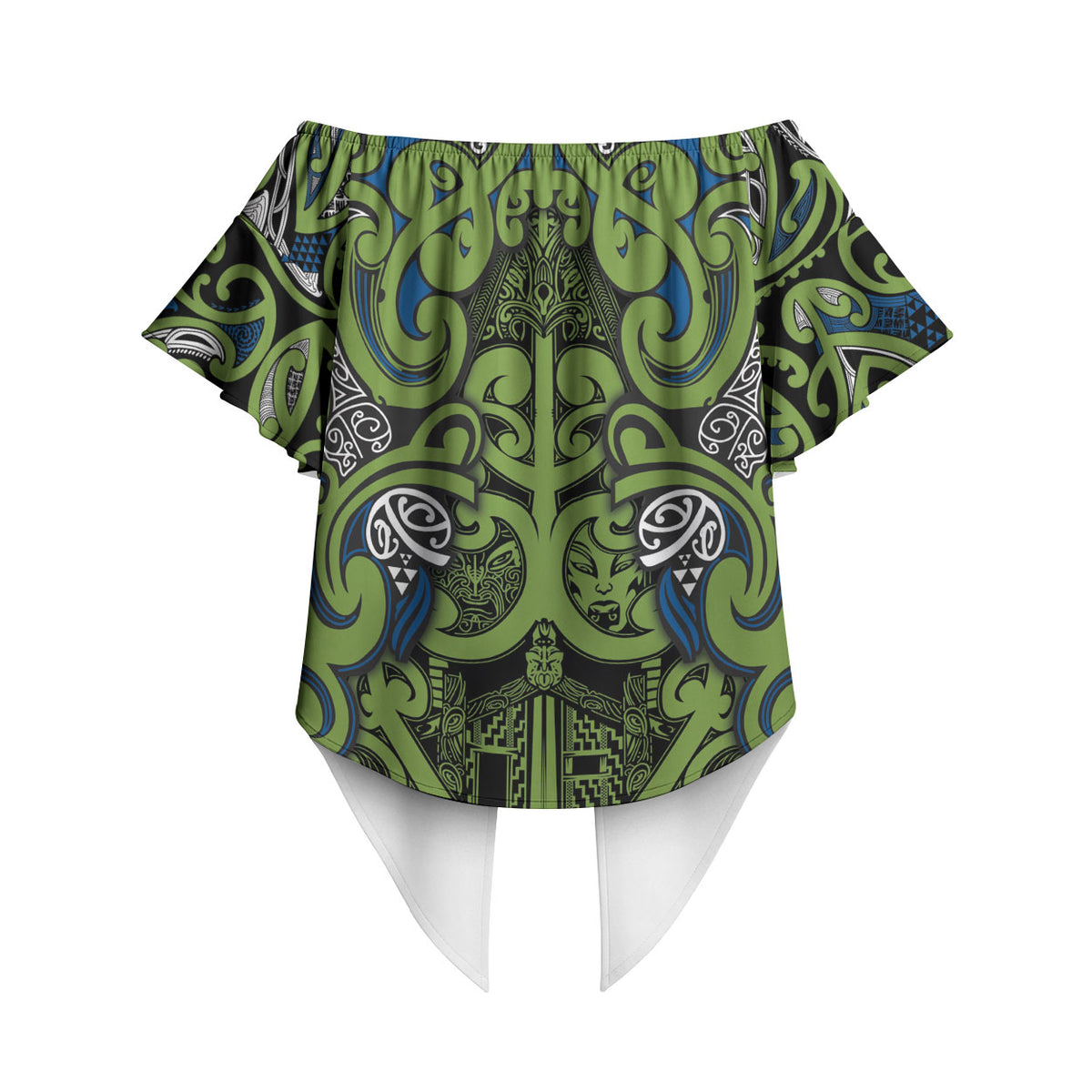 Aotearoa Iwi Whakatohea Off Shoulder Wrap Waist Top Maori Wharenui House Tribal Pattern LT9 - Polynesian Pride