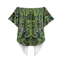 Aotearoa Iwi Whakatohea Off Shoulder Wrap Waist Top Maori Wharenui House Tribal Pattern LT9 - Polynesian Pride