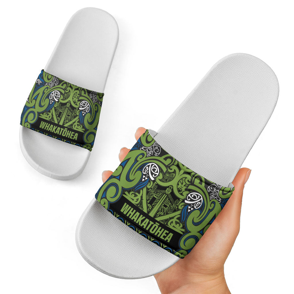 Aotearoa Iwi Whakatohea Slide Sandals Maori Wharenui House Tribal Pattern LT9 - Polynesian Pride