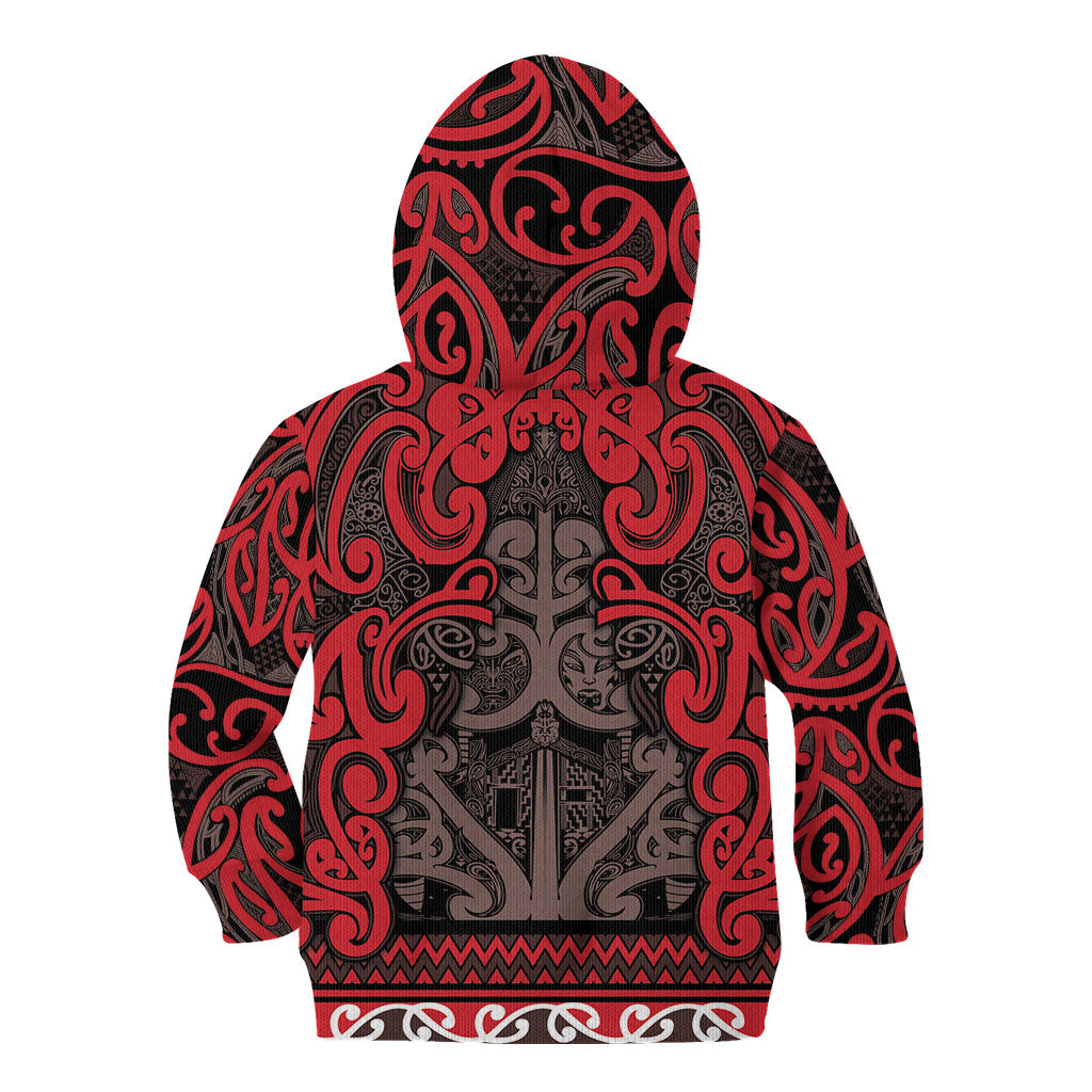 Aotearoa Iwi Ngati Awa Kid Hoodie Maori Wharenui House Tribal Pattern LT9 - Polynesian Pride