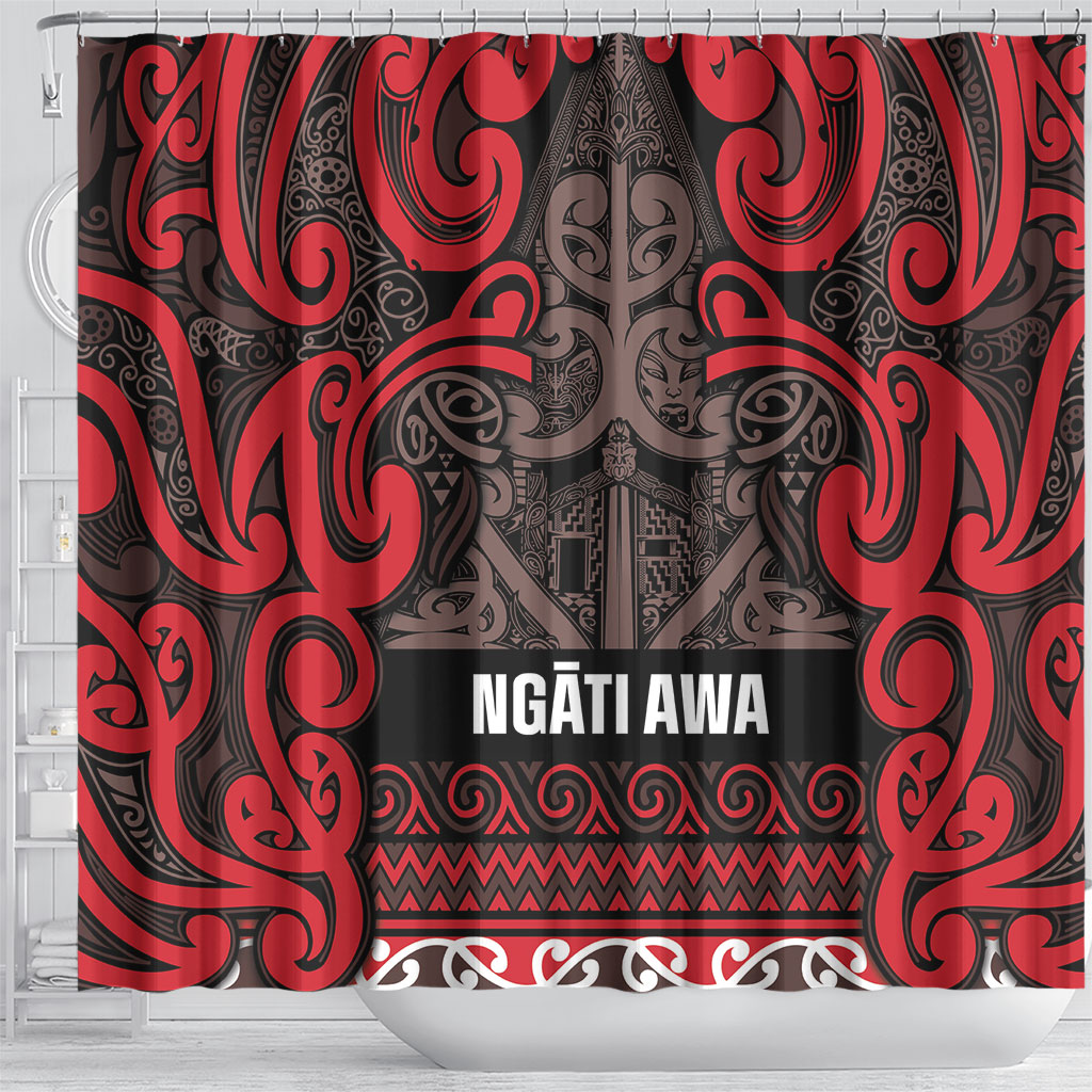 Aotearoa Iwi Ngati Awa Shower Curtain Maori Wharenui House Tribal Pattern LT9 - Polynesian Pride