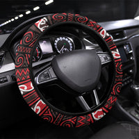 Aotearoa Iwi Ngati Awa Steering Wheel Cover Maori Wharenui House Tribal Pattern LT9 Universal Fit Red - Polynesian Pride