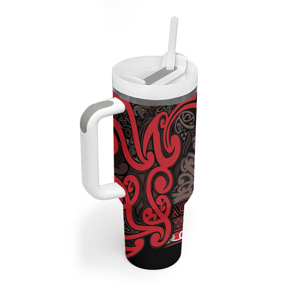 Aotearoa Iwi Ngati Awa Tumbler With Handle Maori Wharenui House Tribal Pattern LT9 - Polynesian Pride