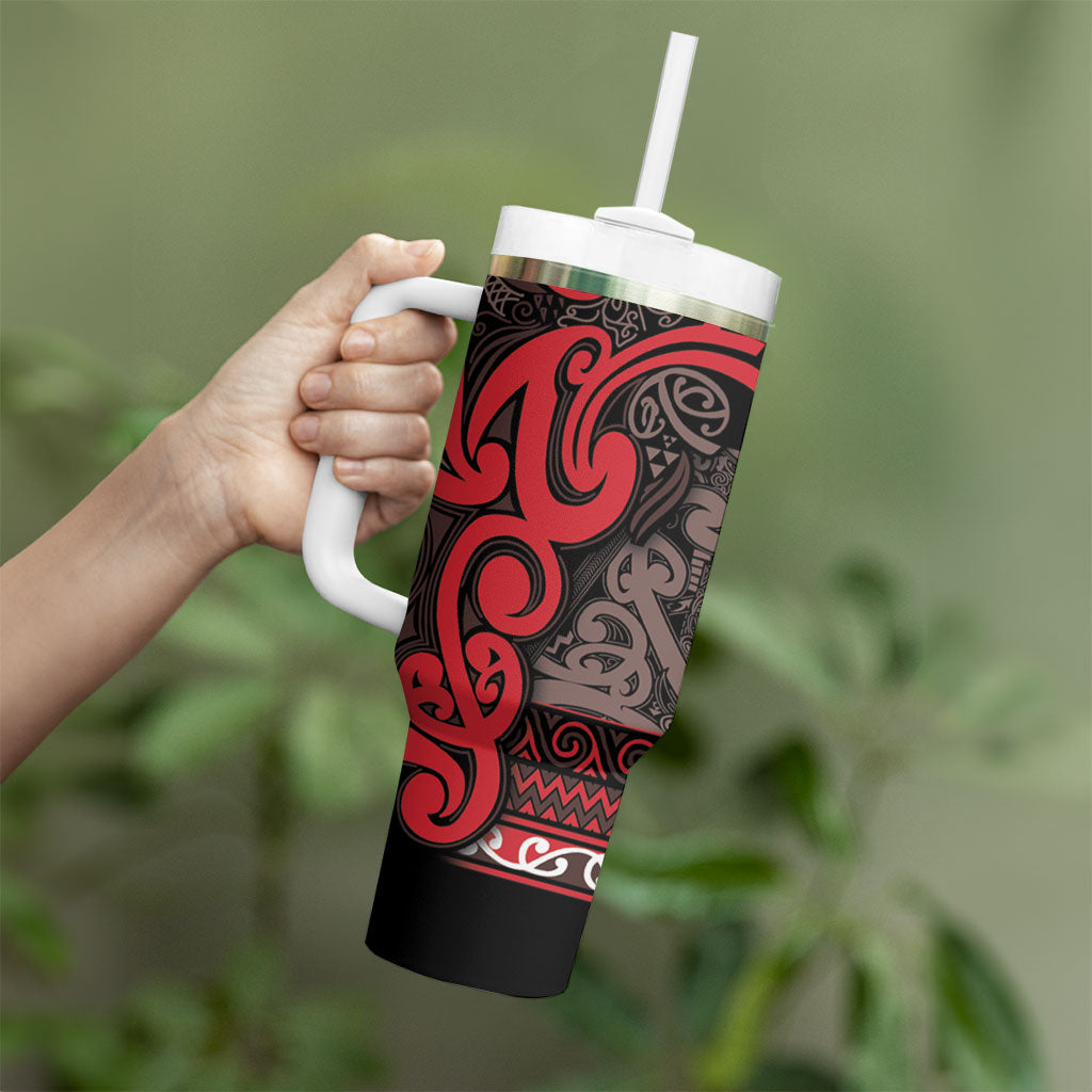 Aotearoa Iwi Ngati Awa Tumbler With Handle Maori Wharenui House Tribal Pattern LT9 - Polynesian Pride