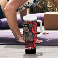 Aotearoa Iwi Ngati Awa Tumbler With Handle Maori Wharenui House Tribal Pattern LT9 - Polynesian Pride