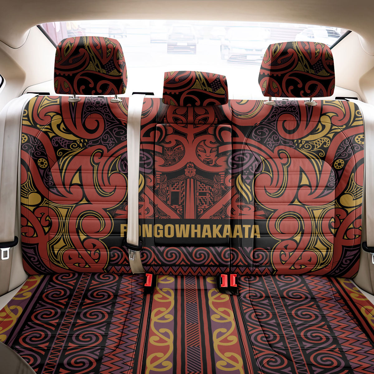 Aotearoa Iwi Rongowhakaata Back Car Seat Cover Maori Wharenui House Tribal Pattern LT9 - Polynesian Pride