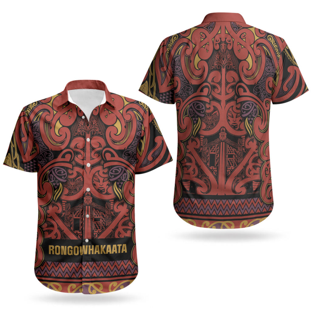 Aotearoa Iwi Rongowhakaata Couples Matching Summer Maxi Dress and Hawaiian Shirt Maori Wharenui House Tribal Pattern LT9 - Polynesian Pride