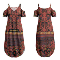Aotearoa Iwi Rongowhakaata Couples Matching Summer Maxi Dress and Hawaiian Shirt Maori Wharenui House Tribal Pattern LT9 - Polynesian Pride