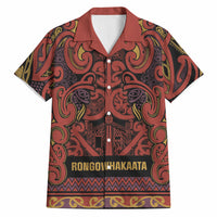 Aotearoa Iwi Rongowhakaata Hawaiian Shirt Maori Wharenui House Tribal Pattern LT9 Brick Red - Polynesian Pride