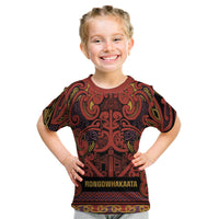 Aotearoa Iwi Rongowhakaata Kid T Shirt Maori Wharenui House Tribal Pattern LT9 Brick Red - Polynesian Pride