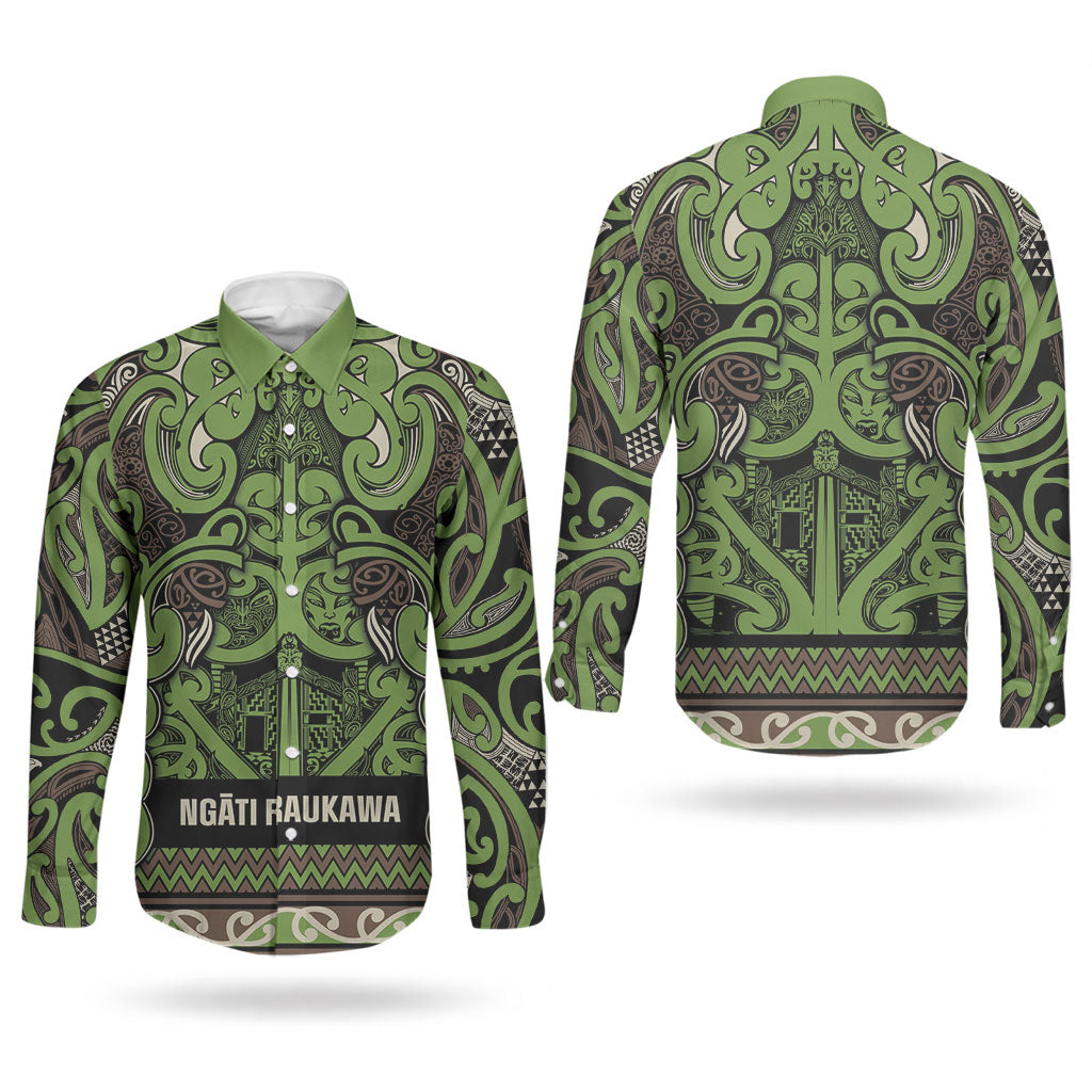 Aotearoa Iwi Ngati Raukawa Couples Matching Short Sleeve Bodycon Dress and Long Sleeve Button Shirt Maori Wharenui House Tribal Pattern LT9 - Polynesian Pride