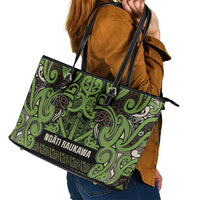 Aotearoa Iwi Ngati Raukawa Leather Tote Bag Maori Wharenui House Tribal Pattern LT9 - Polynesian Pride