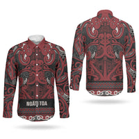 Aotearoa Iwi Ngati Toa Couples Matching Puletasi and Long Sleeve Button Shirt Maori Wharenui House Tribal Pattern LT9 - Polynesian Pride