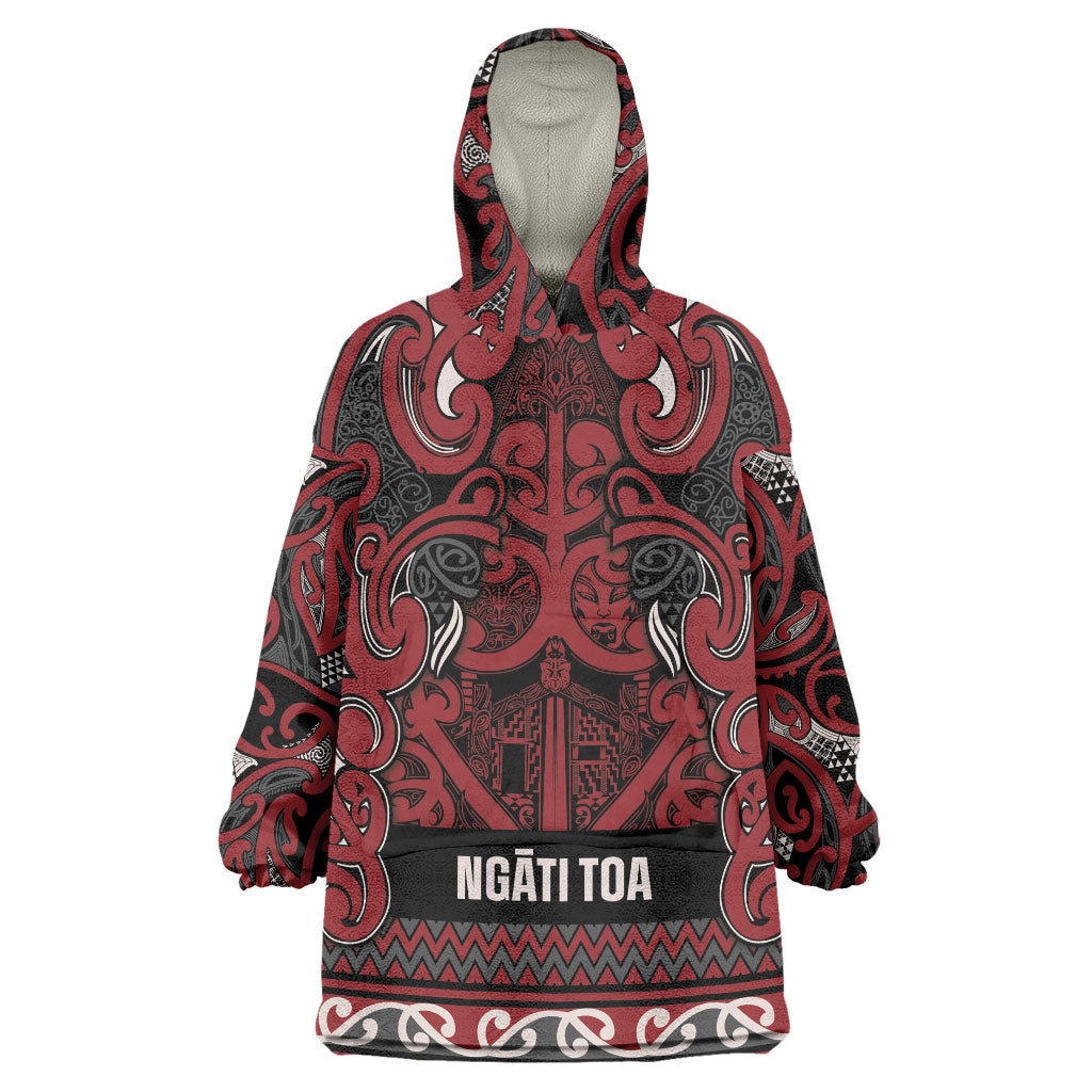 Aotearoa Iwi Ngati Toa Wearable Blanket Hoodie Maori Wharenui House Tribal Pattern