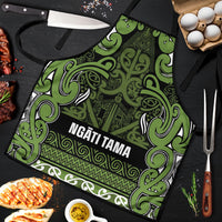 Aotearoa Iwi Ngāti Tama ki Taranaki Trust Apron Maori Wharenui House Tribal Pattern LT9 Lime - Polynesian Pride