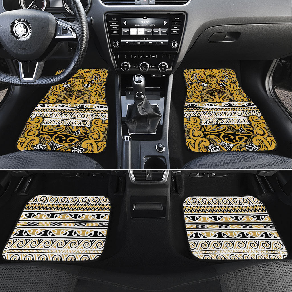 Aotearoa Iwi Ngāti Tama ki Te Waipounamu Trust Car Mats Maori Wharenui House Tribal Pattern LT9 Set 4pcs Gold - Polynesian Pride