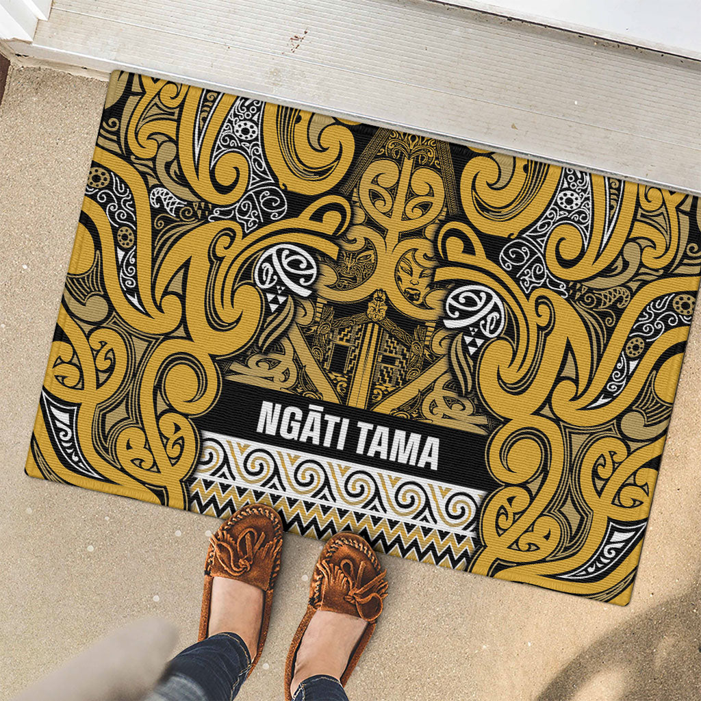 Aotearoa Iwi Ngāti Tama ki Te Waipounamu Trust Rubber Doormat Maori Wharenui House Tribal Pattern LT9 - Polynesian Pride