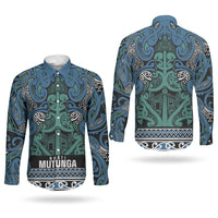 Aotearoa Iwi Ngati Mutunga Couples Matching Off Shoulder Maxi Dress and Long Sleeve Button Shirt Maori Wharenui House Tribal Pattern LT9 - Polynesian Pride