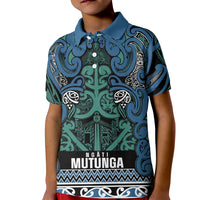 Aotearoa Iwi Ngati Mutunga Kid Polo Shirt Maori Wharenui House Tribal Pattern LT9 Kid Ocean Blue - Polynesian Pride