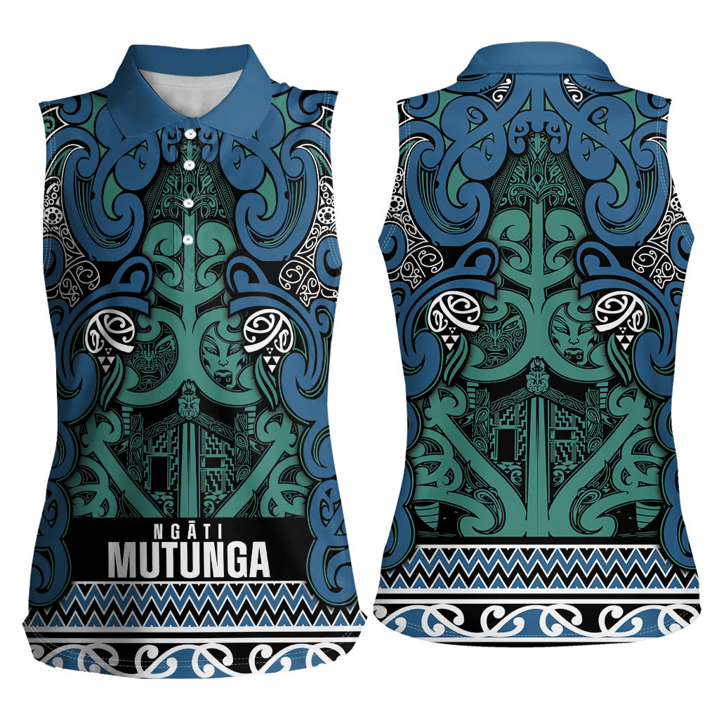 Aotearoa Iwi Ngati Mutunga Women Sleeveless Polo Shirt Maori Wharenui House Tribal Pattern LT9 - Polynesian Pride