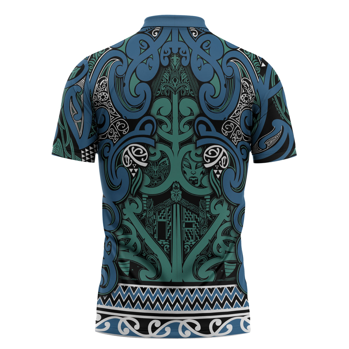 Aotearoa Iwi Ngati Mutunga Zipper Polo Shirt Maori Wharenui House Tribal Pattern LT9 - Polynesian Pride