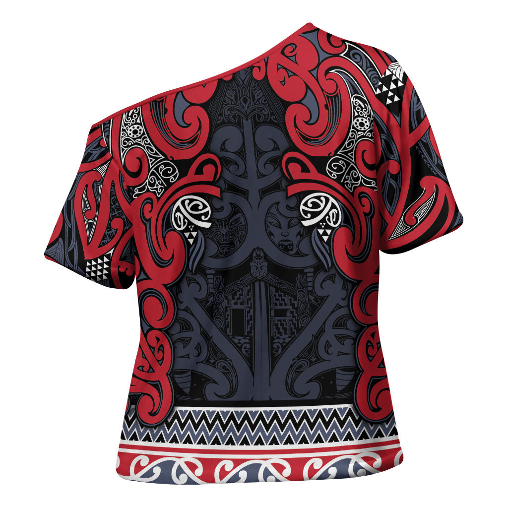 Aotearoa Iwi Te ati Awa Cross Shoulder Shirt Maori Wharenui House Tribal Pattern LT9 - Polynesian Pride