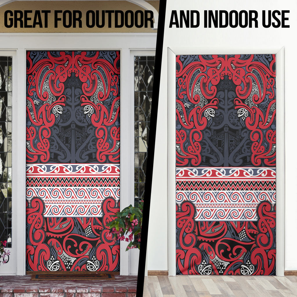 Aotearoa Iwi Te ati Awa Door Cover Maori Wharenui House Tribal Pattern LT9 - Polynesian Pride