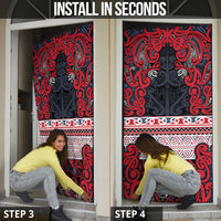 Aotearoa Iwi Te ati Awa Door Cover Maori Wharenui House Tribal Pattern LT9 - Polynesian Pride