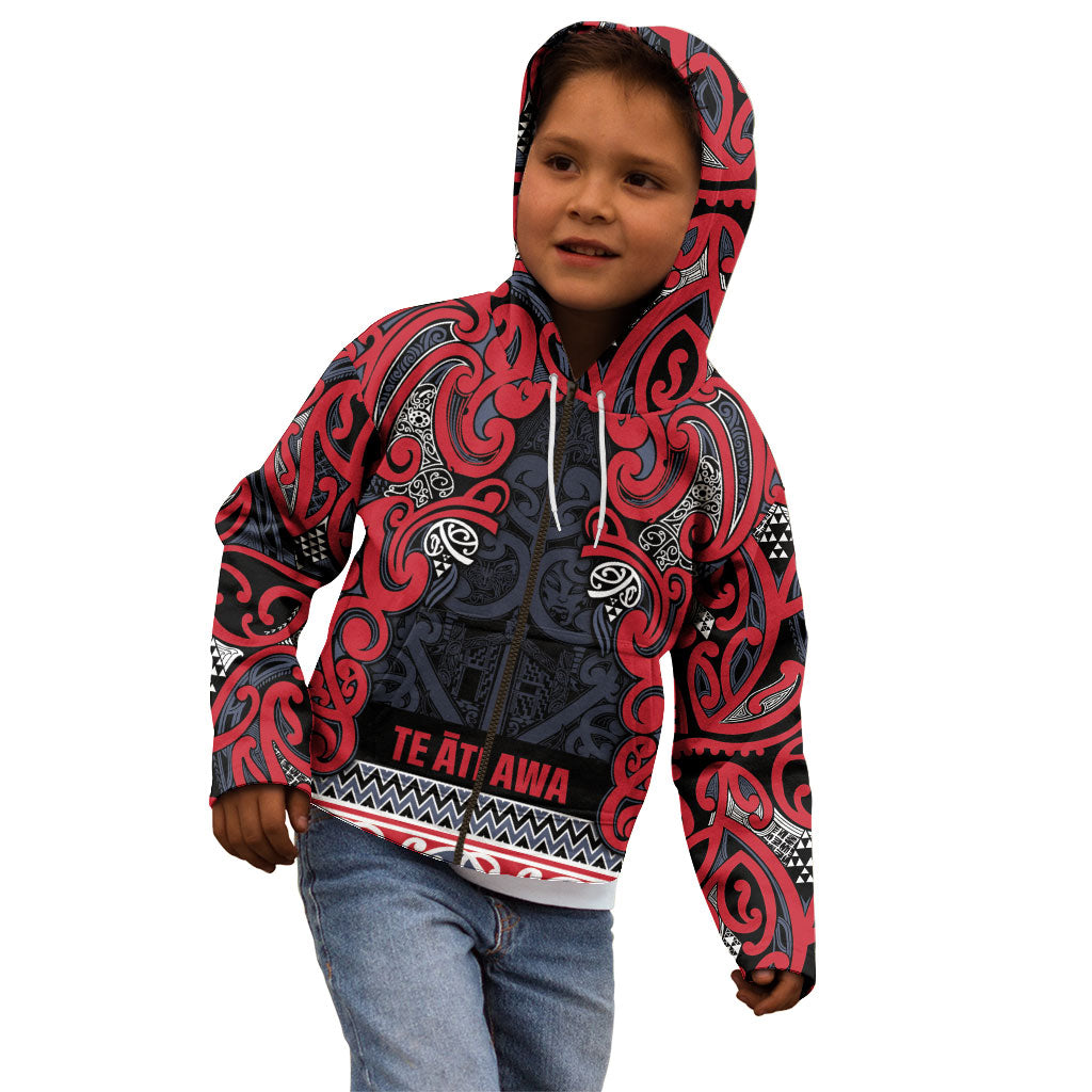 Aotearoa Iwi Te ati Awa Kid Hoodie Maori Wharenui House Tribal Pattern LT9 - Polynesian Pride