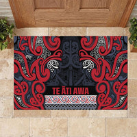 Aotearoa Iwi Te ati Awa Rubber Doormat Maori Wharenui House Tribal Pattern LT9 Bright Red - Polynesian Pride