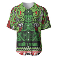 Aotearoa Iwi Ngati Maru Hauraki Baseball Jersey Maori Wharenui House Tribal Pattern LT9 Green Red - Polynesian Pride