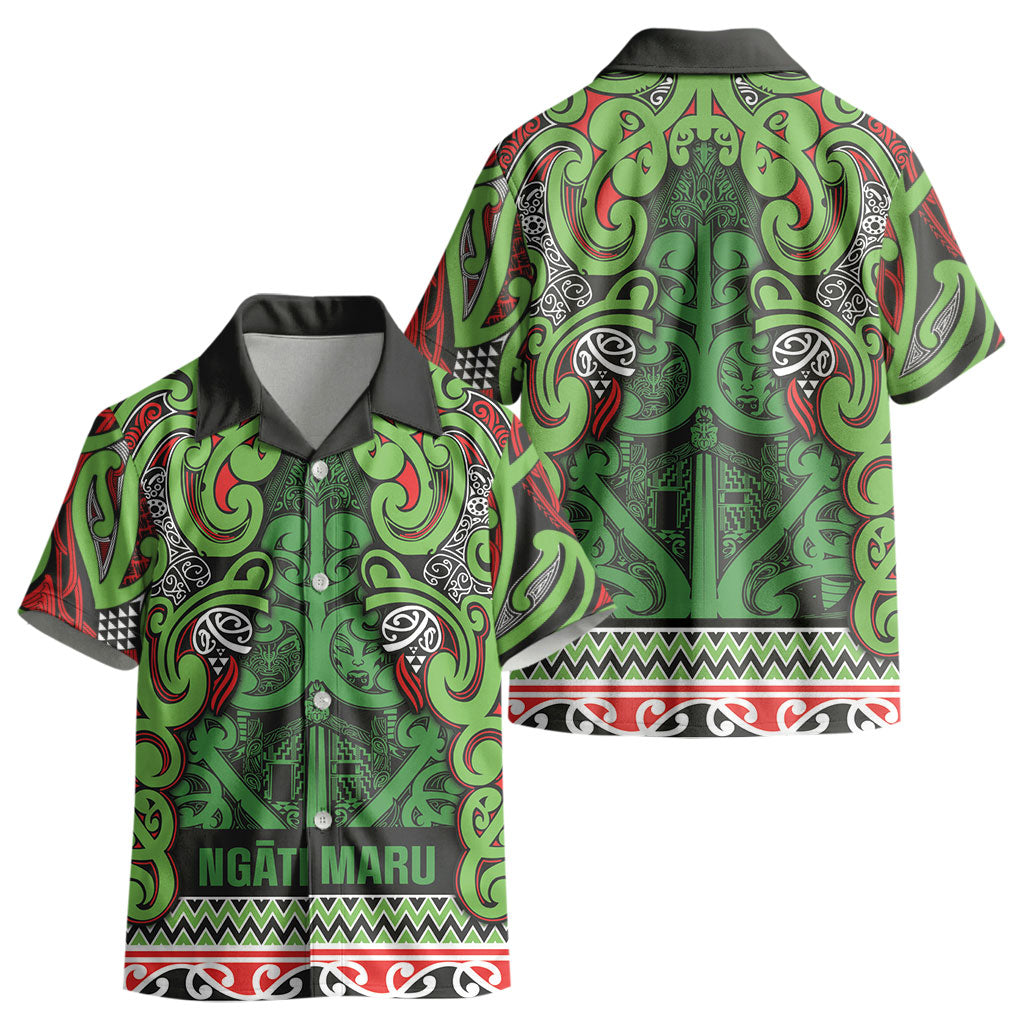 Aotearoa Iwi Ngati Maru Hauraki Kid Hawaiian Shirt Maori Wharenui House Tribal Pattern LT9 - Polynesian Pride